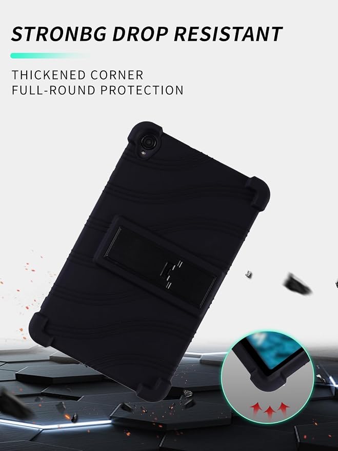 Case for Callsky-Tab Ctab 8 Android Tablet 8 Inch，WUNIAK Shock Proof Lightweight Stand Rubber Shell Protective CoverKids Friendly Soft Silicone Adjustable Stand CoverBlack