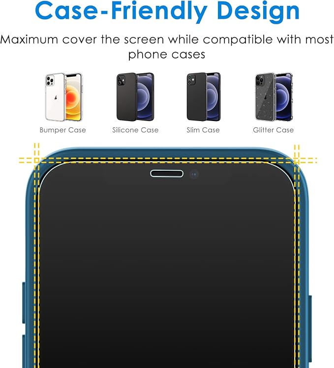 JETech One Touch Screen Protector for iPhone 12 Pro Max 2-Pack | Auto Alignment Installation HD Clear Full Coverage Tempered Glass Bubble-Free Application