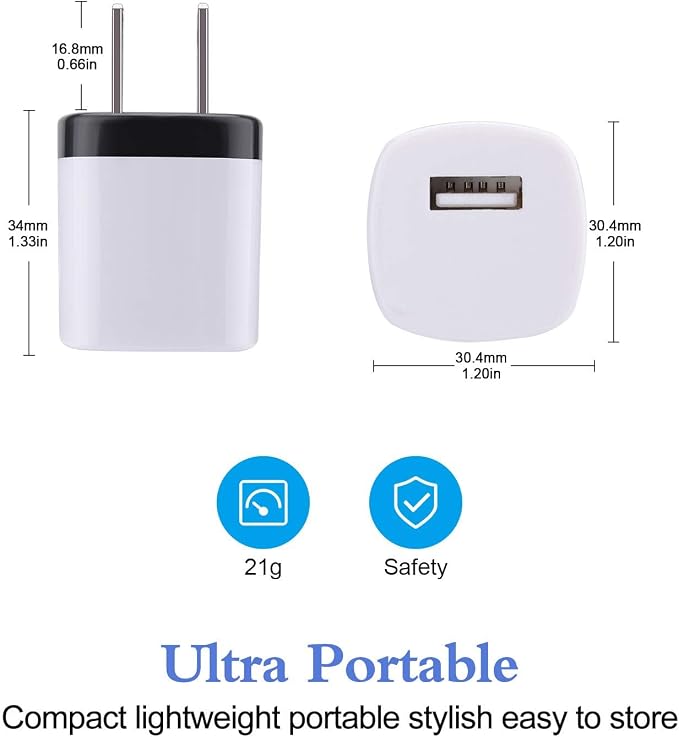 USB Wall Plug 10Pack 1A/5V Single Port USB Wall Charger Block Power Adapter | Charging Cube Brick Box for iPhone 17 16 15 14 13 12 Pro Max/XS Samsung S26 S25 S24 S23 S22 S21 Ultra Android Phone Char