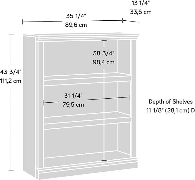 Sauder 3 Tier Book Shelf Wooden Bookcase Multipurpose Bookshelf for Home Office, Living Room, in Laurel Oak