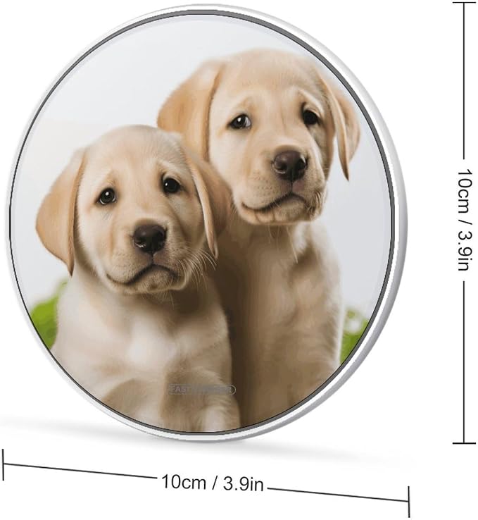 Funny Labrador Puppy Dog Wireless Charger 10W Fast Charging Pad Anti-Slip Qi Certified Wireless Charging Pad Charging Station Portable Phone Charger for All Wireless Charging Smartphone