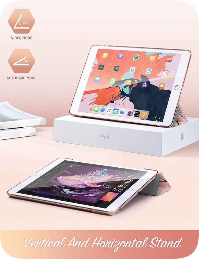 i-Blason Cosmo Lite Case for New iPad 8th/7th Generation iPad 10.2 2020 2019 Case Slim Trifold Stand Smart Case Translucent Hard Back Protective Cover with Auto Sleep/Wake (Ameth)