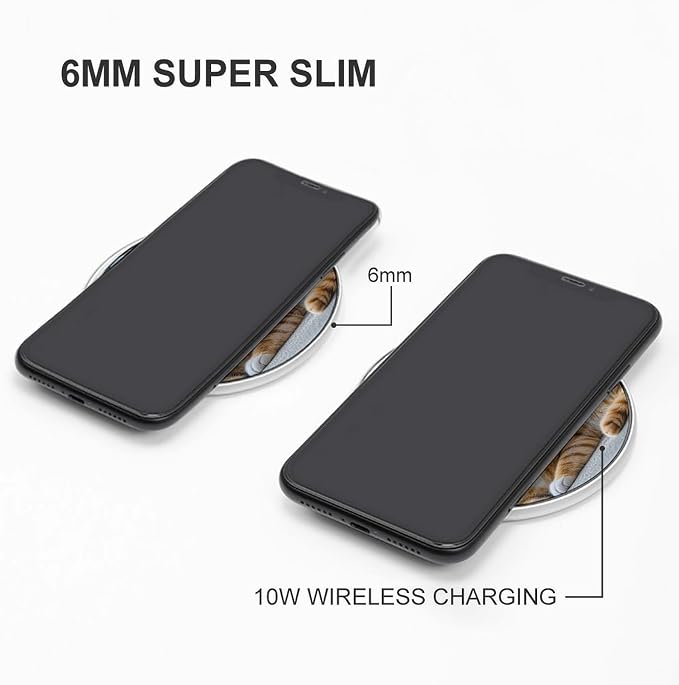 Cat-jpg Wireless Charger Fast Charging Pad | Anti-Slip Qi Certified Wireless Charging Pad for All Phones with Wireless Charging Function for Home Office Travel