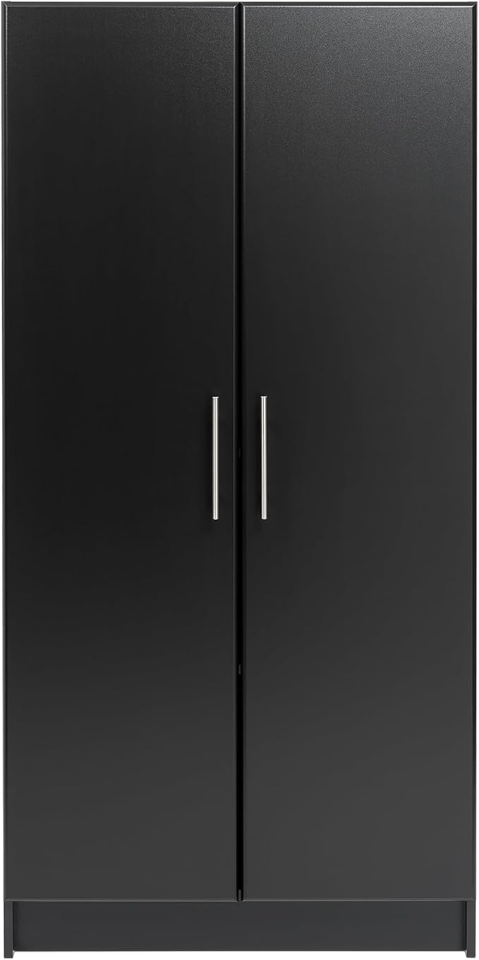 Prepac Elite Tall Garage Storage Cabinet & Pantry Storage Cupboard, 2-Door Freestanding Bathroom or Pantry Cabinet with Adjustable Shelves, 16" D x 32" W x 65" H, Black