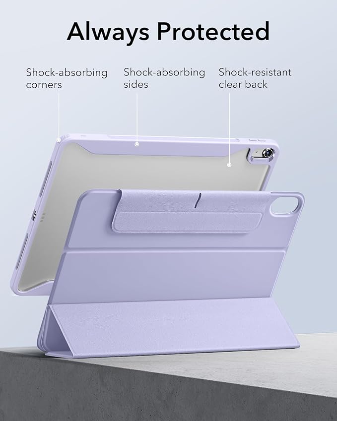 ESR for iPad Air 13 Inch Case M4/M3/M2 (2026/2025/2024) with Pencil Holder, Removable Magnetic Cover, Vertical Stand, Fully Supports Pencil Pro and Pencil(USB-C), Rebound 360 Series, Light Purple