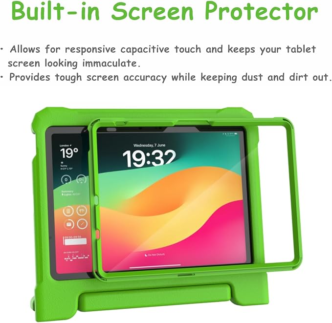 Kids Case for New iPad (A16) 11th Generation 11 inch 2025 iPad 10th Generation 10.9 2022 - Shockproof Handle Bumper Stand Cover with Built-in Screen Protector &amp Pencil Holder Tablet Case (Black)
