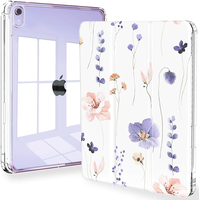 Feams Case for iPad mini 7 A17 Pro 2024/iPad Mini 6 2021 Slim Lightweight Trifold iPad mini 7 A17 Pro Case 8.3 Inch 2024 Clear Back Cover with Pencil Holder &amp Auto Sleep Blue Bow