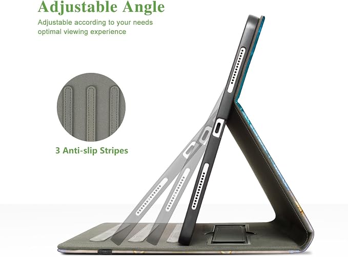 Vimorco for iPad Pro 11-inch Case M5/M4 2025/2024 for iPad Pro Case 11 Inch M5/M4 Pencil Holder/Hand Strap/Pocket/Screen Protection Band 3 Adjustable Angles Auto Sleep/Wake Beach Blue Ocean