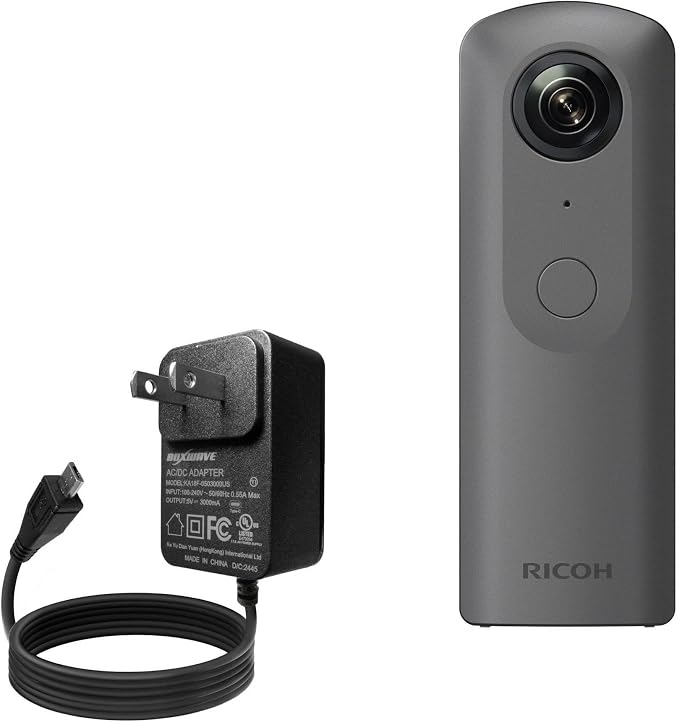 BoxWave Charger Compatible with Ricoh Theta V - Wall Charger Direct (15W) Rapid Charge Your Device with Built-in 3ft Cable