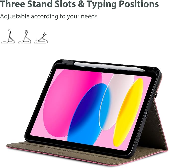 ProCase for iPad A16 11th Generation 11” 2025/iPad 10th Generation 10.9” 2022 with Pencil Holder iPad 11/10 PU Leather Case Business Stand Cover Smart Folio with Hand Strap Front Pocket -Berrypurple