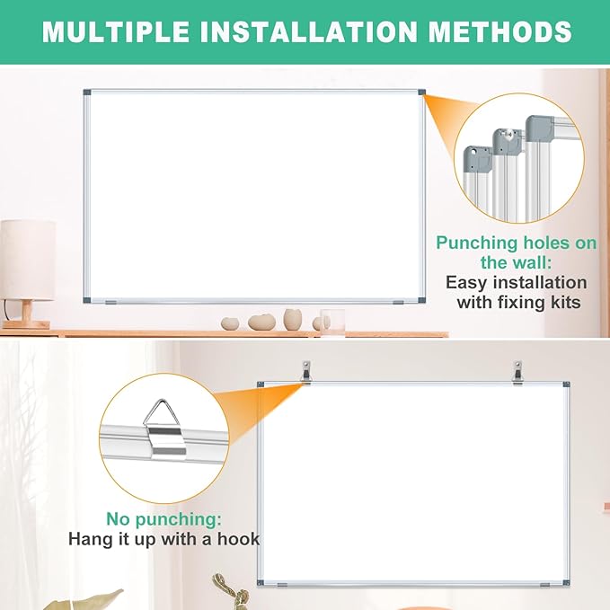 H-Qprobd 3' x 2' Whiteboard Dry Erase White Board for Wall 36x24 (2pcs) Magnetic Boards for Office Classroom & Home, Small Wall Whiteboard Including 6 Markers, 20 Magnets, 2 Erasers
