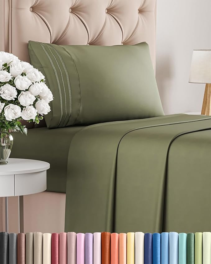 Twin Size 3 Piece Sheet Set - Comfy Breathable & Cooling Bed Sheets Set - Hotel Luxury Bedding for Women, Men, Kids, Teens, Boys & Girls - Deep Pockets, Soft and Wrinkle Free - Oeko-Tex - Sage Green