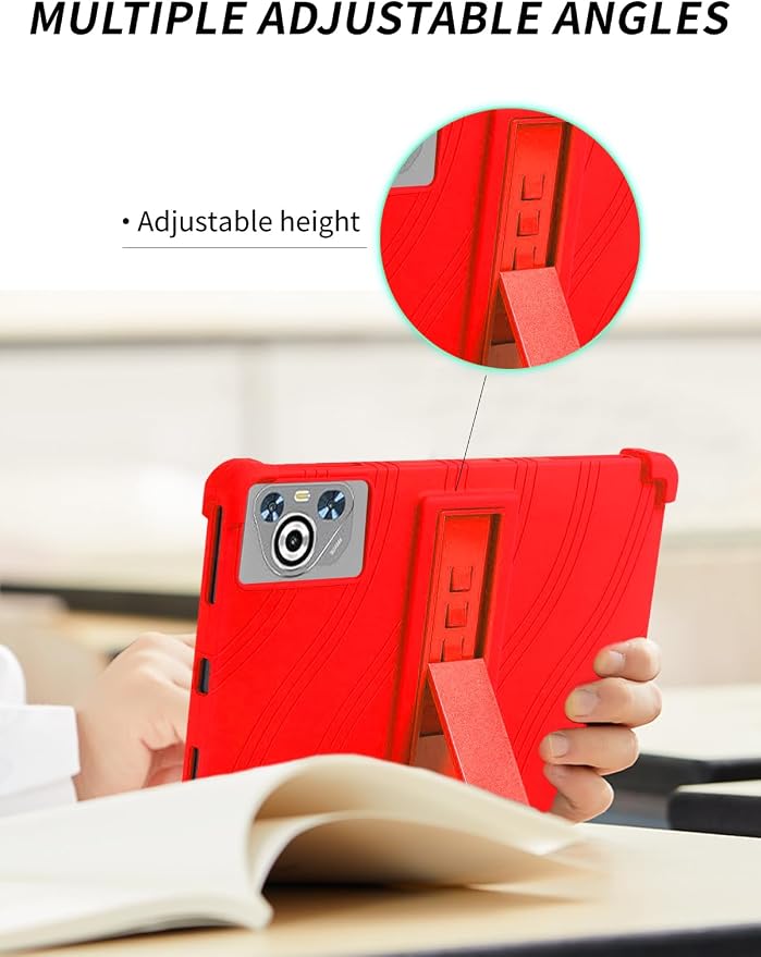 Case for Dghrti TAB30 2025 Android 14 Tablet 10.1 Inch，WUNIAK Shock Proof Lightweight Stand Rubber Shell Protective CoverKids Friendly Soft Silicone Adjustable Stand CoverBlack
