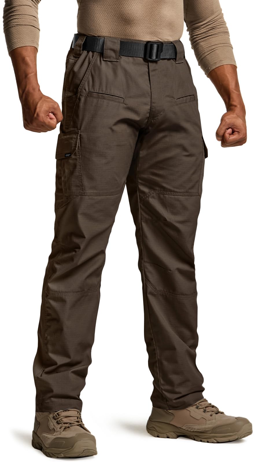 CQR Men's Tactical Pants, Water Resistant Ripstop Cargo Pants, Lightweight EDC Work Hiking Pants, Outdoor Apparel, Raider Dark Brown, 32W x 30L