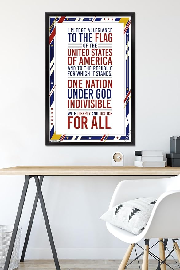 Trends International The United States Of America - Pledge Of Allegiance Wall Poster, 22.375" x 34", Black Framed Version