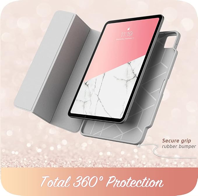 i-Blason Cosmo Case for New iPad Pro 12.9 Inch (2022 2021 2020 Release) Full-Body Trifold Stand Protective Case Smart Cover with Auto Sleep/Wake &amp Pencil Holder (Marble)