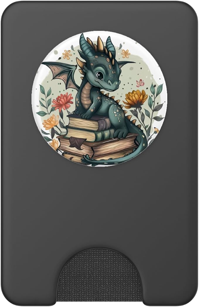 Book Lover Dragon Bookworm Reading Librarian PopSockets Adhesive PopGrip