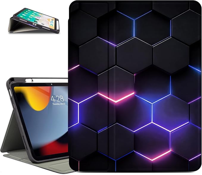 Vimorco for iPad A16 Case for iPad 11th/10th Generation Case Pencil Holder | for iPad Case 11th/10th Generation 11”/10.9” Typing Stand/4 Viewing Angles/Lightweight/Slim Auto Sleep/Wake Cyberpunk Te