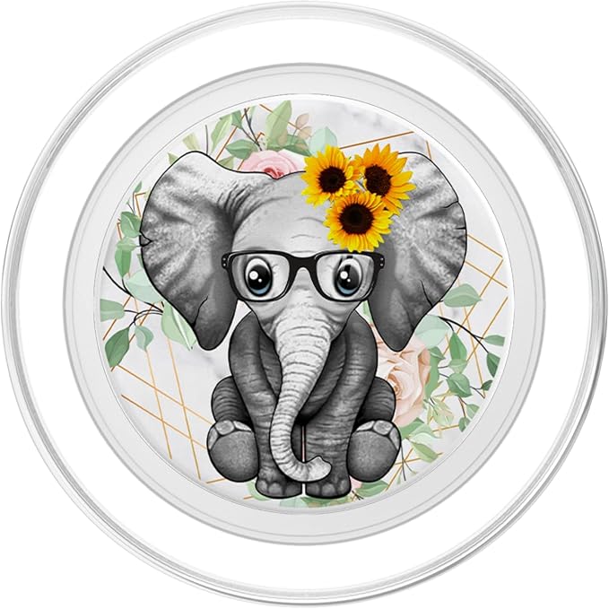 Cute Elephant Sunflower PopSockets Adhesive PopGrip