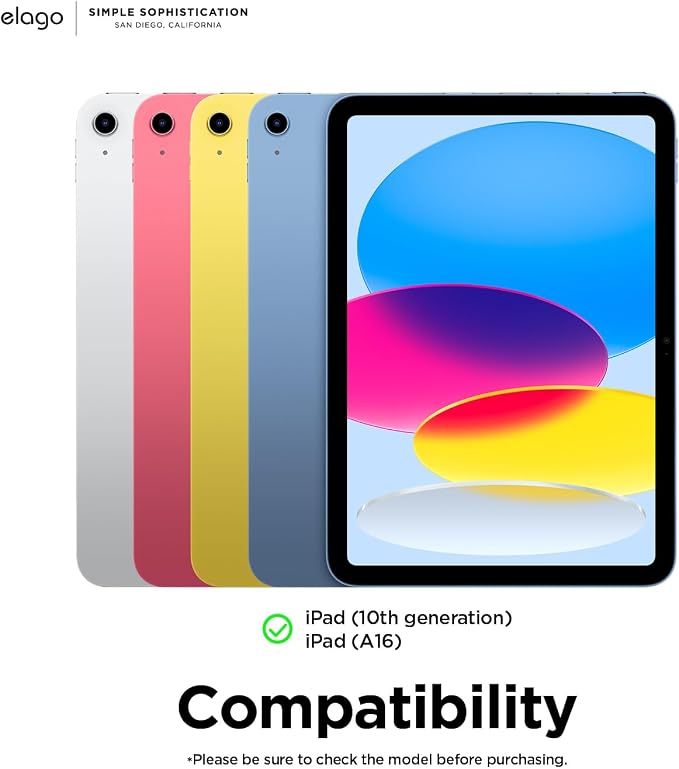 elago Case for iPad A16 10th Generation | iPad Case with Magnetic Attachment to Metal Materials Compatible with elago's Apple Pencil case (Blue)