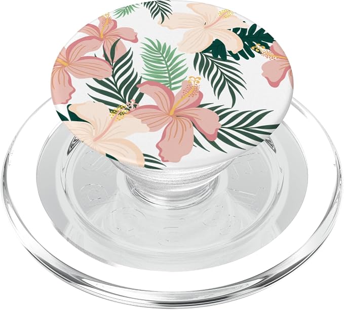 Tropical Hibiscus Flower of Hawaii with Floral Pattern PopSockets Adhesive PopGrip
