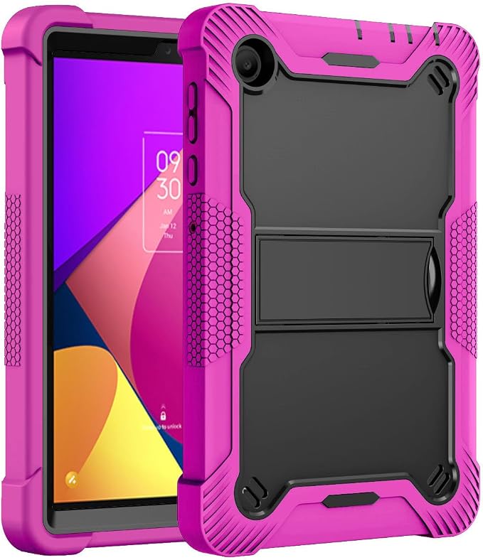 KIQ Guardian Case for TCL Tab 8 LE/TCL Tab 8 Hybrid Shockproof Cover with Kickstand - Black/Black