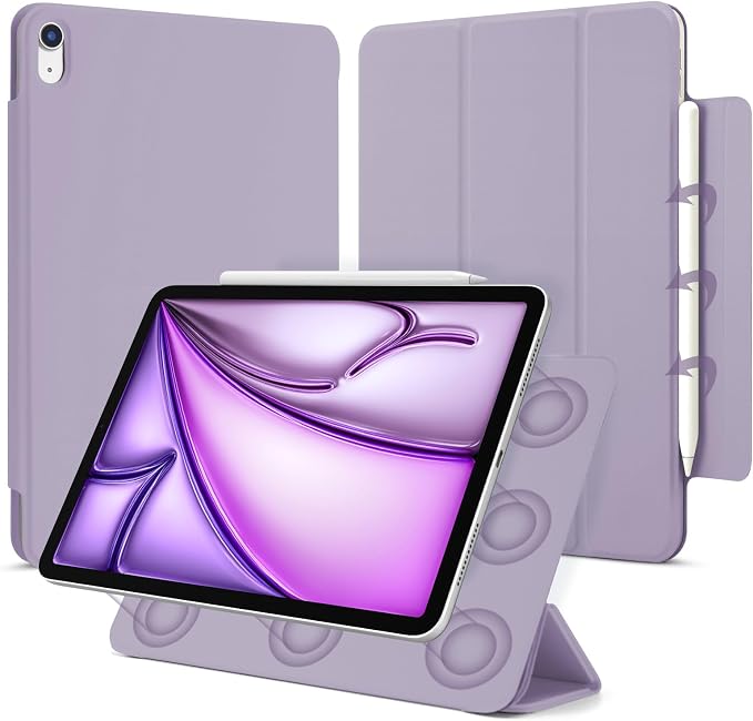 for iPad Air 13 inch M4/M3/M2 Case (2026/2025/2024Model A3268/A3269/A3271) Auto Sleep/Wake and Magnetic Closure Slim Trifold Stand Case PU Leather Cover Support Apple Pencil Pro Black