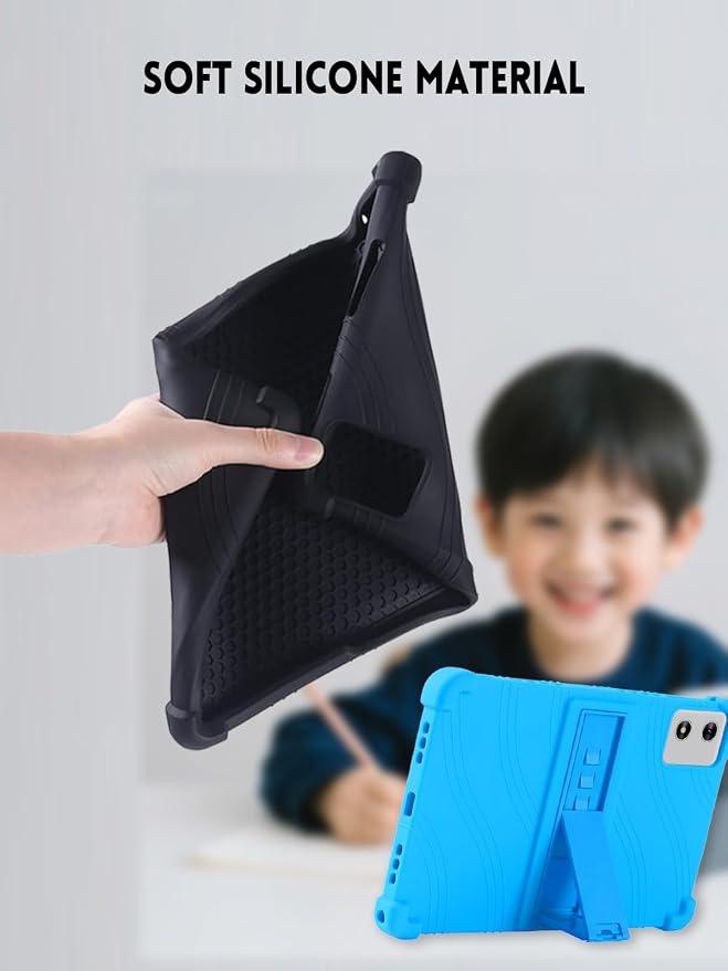 10 Case for SVITOO Tab 10/P10/PL001 Android 15 Tablet (Black) | Soft Silicone Kids Friendly Protective Cover with Adjustable Stand Drop-Proof