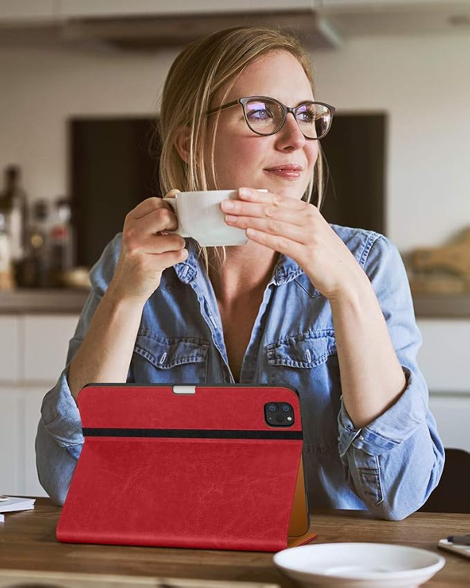DTTO Case for iPad Pro 11 Inch 4th / 3rd / 2nd / 1st Generation 2022/2021/2020/2018Premium PU Leather Folio Stand Cover with Hand Strap Auto Wake/SleepMultiple Viewing Angles Black