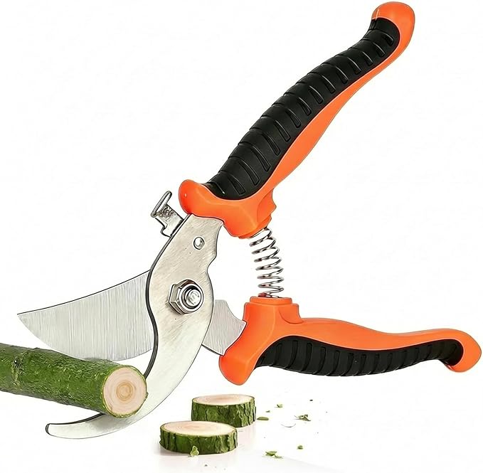 Pruning Shear, Premium Gardening Scissors for Rose Bushes, 7.5IN Garden Pruner Effortlessly Cuts 0.6IN Branches with Stainless Steel Blades Softgrip, One-Hand Lock Garden Clippers for Shrubs