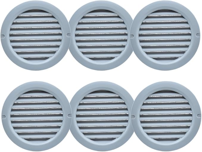 VENTS-US - 4" Round Plastic Light Gray Vent Cover - Compatible with a 4 Inch