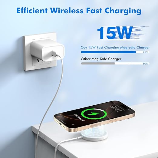 Magnetic Wireless Charger for iPhone 17 16 15 10FT Fast Phone Charging Pad | with USB C Wall Charger Fast Block For iPhone 17 Pro Max/17/iPhone 16 Pro Max/15/Plus/Pro/14/13/12 SeriesAirPods 4/3/2/Pr