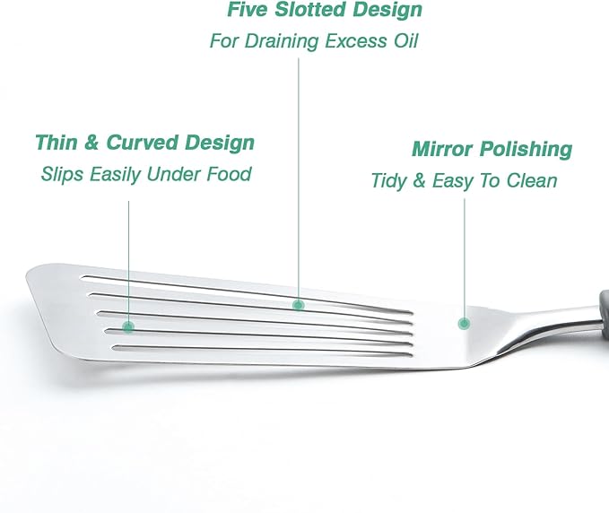 Lebabo Fish Spatula, Metal Slotted Turner for Cooking and Flipping