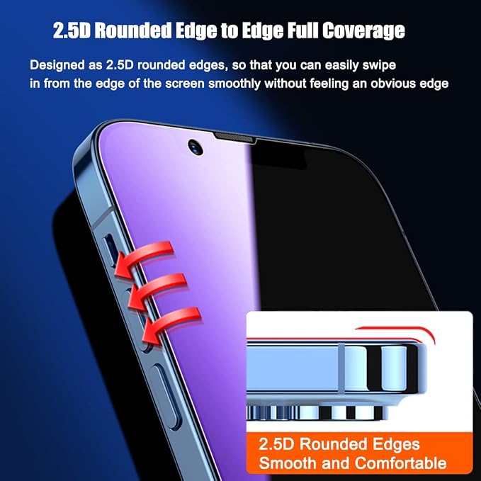 2 Pack Compatible with iPhone 12 Pro Max Privacy Screen Protector Anti-Spy Anti-Blue Light Eye Protection Tempered Glass Film Scratch Resistant Full Coverage Case Friendly