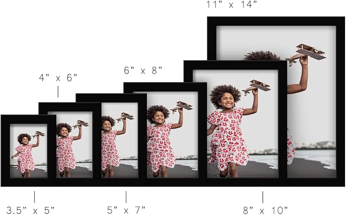 Renditions Gallery 3.5x5 inch Picture Frame High-end Modern Style, Made of Solid Wood and High Definition Glass Ready for Wall and Tabletop Photo Display, Black Frame