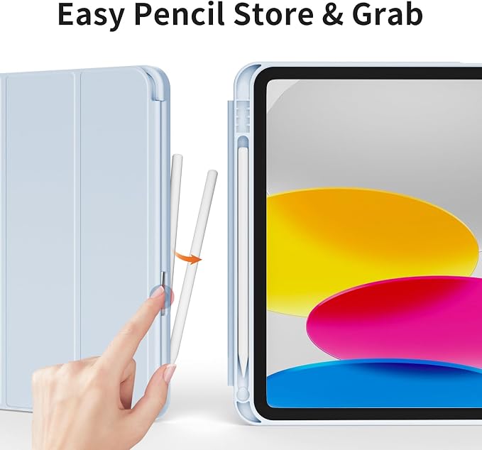 Case for iPad 11th Generation A16 Chip (2025) iPad 10th Generation Case 10.9-inch (2022) Trifold Stable Stand Protective Soft TPU Back Cover with Pencil Holder Black