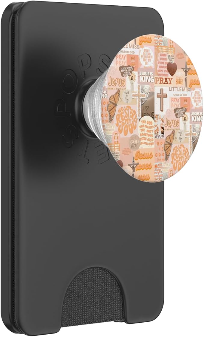 Orange Aesthetic Christian Bible Verse Jesus Cross Collage PopSockets Adhesive PopGrip