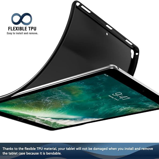 Puxicu Case for iPad Pro 12.9 Inch (2nd &amp 1st Gen) Slim Matte Rubber Soft TPU Protective Cover Black