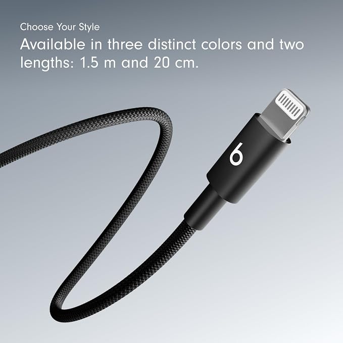 Beats 240W USB-C to USB-C Braided Cable Fast Charging Durable/Tangle Free Compatible with Apple and Android Devices (3 m/10 ft) – Bolt Black