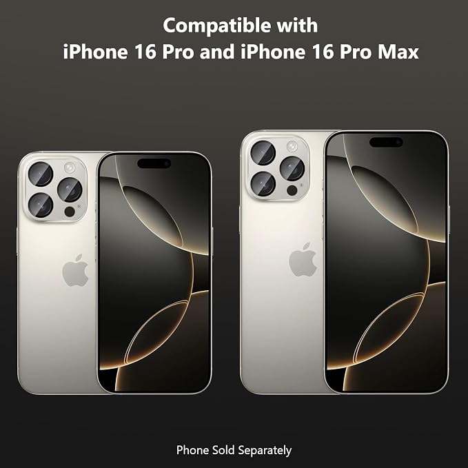 SAHARA - Ultra-Strong Camera Lens Protector for iPhone 16 Pro/16 Pro Max (2-Pack) Black (ZD00161)