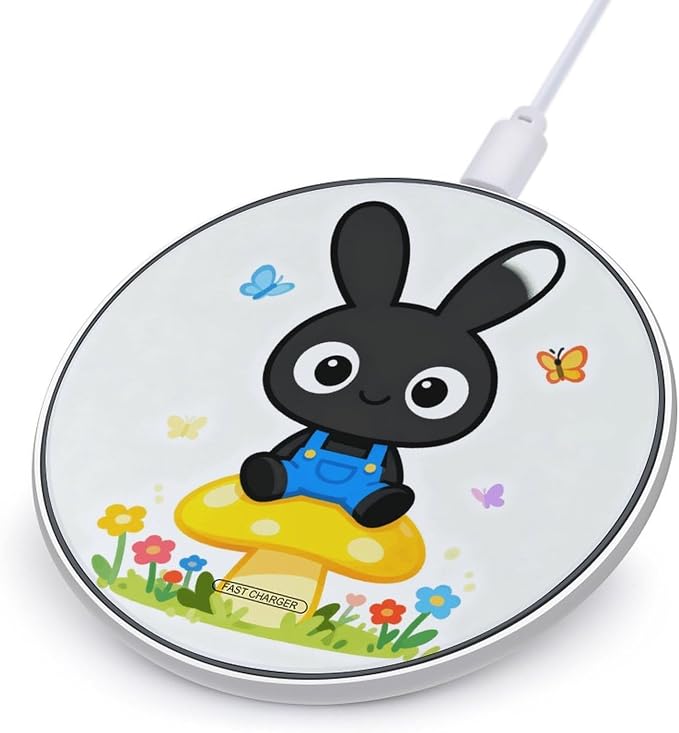 Black Rabbit Wireless Charger Magnetic Phone Induction Charger 10w Fast Wireless Charging Station Compatible with iPhone 17 16 15 14 13 12 Pro Max Samsung Galaxy S25 S24 S23