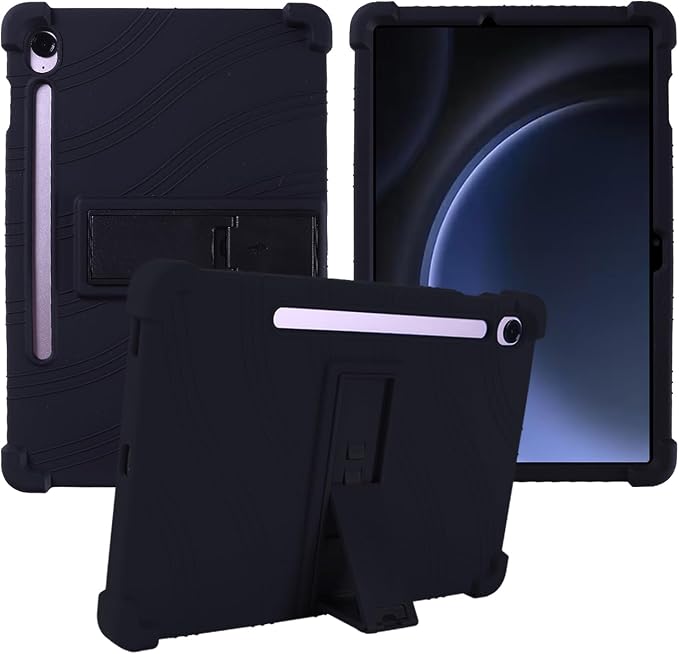 for Samsung Galaxy Tab S10 FE 11 Inch Tablets CaseBOVUGAC Soft Silicone Adjustable Stand Shockproof Kids Friendly for 10 Inch Tablets(Black)
