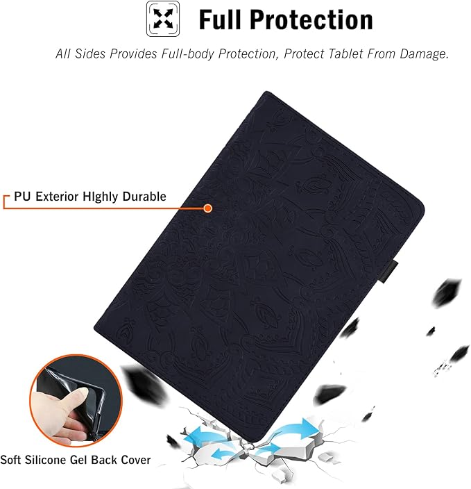 Galaxy Tab S4 10.5 2018 Case RASUNE PU Leather Card Slot Multi-Angle Stand Cover with Auto Sleep/Wake Protective Folio Case for Samsung Galaxy Tab S4 10.5 2018 Model SM-T830/T835/T837 -Black