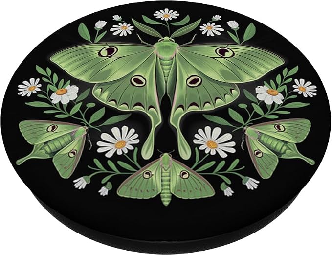 Luna Moth &amp Wildflowers – Vintage Botanical Biology Design PopSockets Adhesive PopGrip