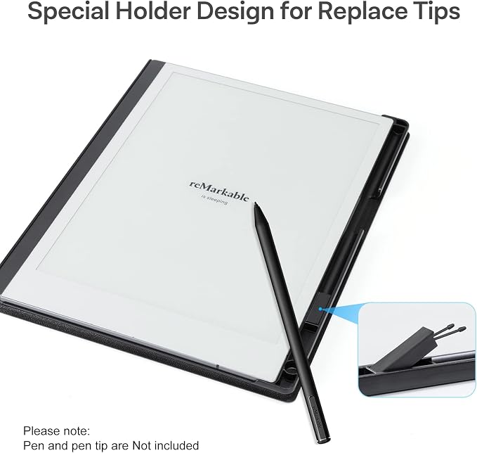 CoBak Stand Case for Remarkable 2 Paper Tablet 2020 10.3 with Hand Strap | Lightweight and Hard Back Shell Protective Book Folio Cover with 2 Kickstand Stand Angles and Pen Holder Features Black