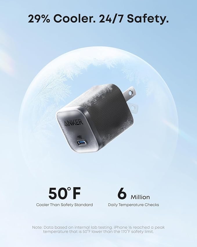 Anker iPhone Charger 45W Type C Fast Charging USB C Charger Block | Includes 6FT USB-C Cable and Foldable Plug for iPhone 17/16 SeriesMacBook Pixel 9 iPad and More