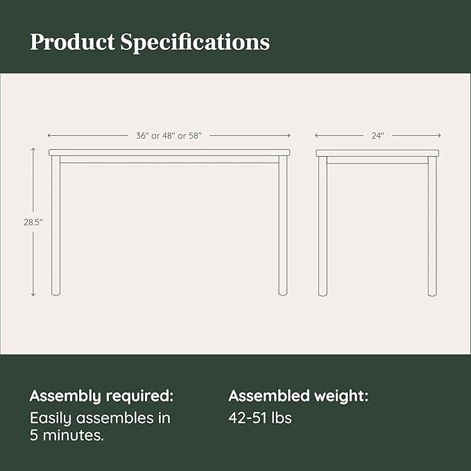 Branch Daily Desk - Functional at Home Office Desk with Effortless Assembly, Timeless Design, Rounded Corners, and Built-in Cable Notch - 58” W x 27” H x 24” D - White