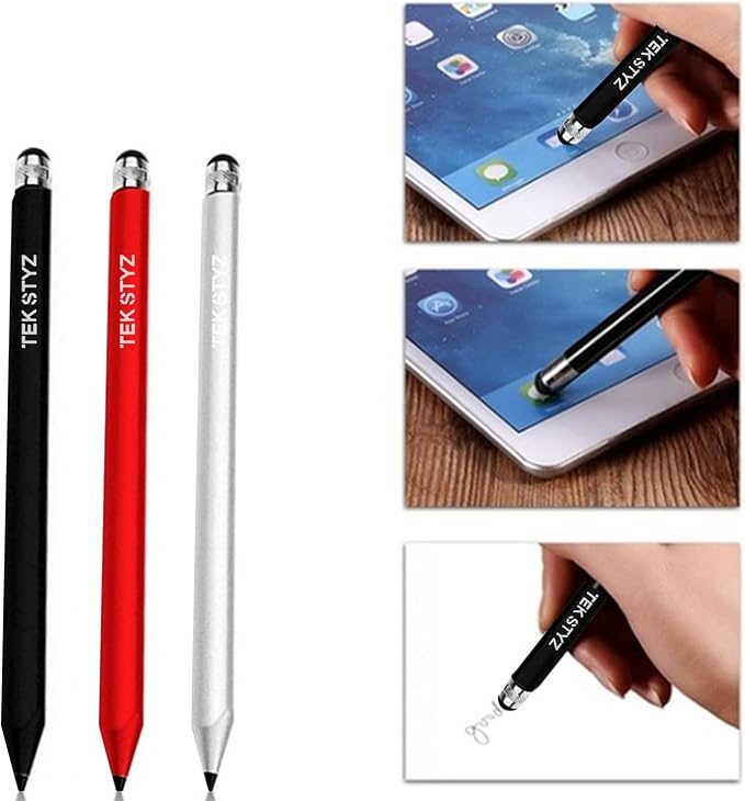 PRO Capacitive Resistive Stylus Universal 2 in 1 Compatible with Nokia 8110 4G High Sensitivity &amp Precision Full Size 3 Pack! (Black Silver RED)