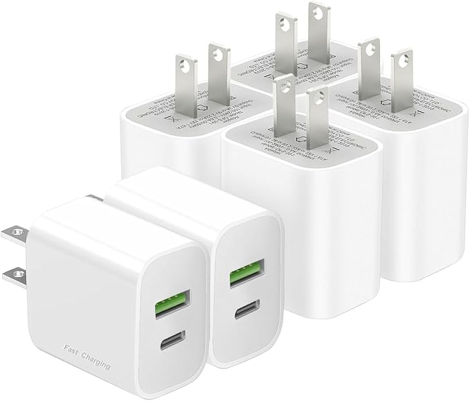 6 Pack USB C Charger Block20W USB-C &amp USB-A Port Charger，for i Phone 17/16/15/14/13/12/11/X/8 i Pad and More