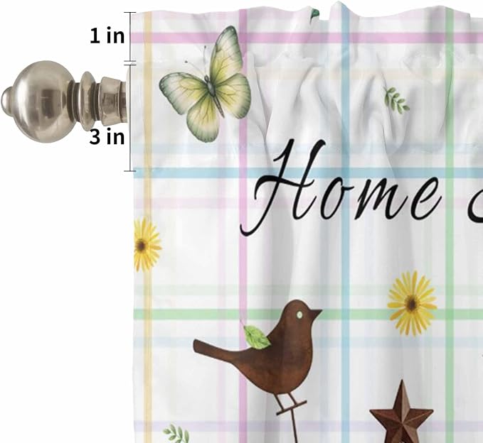 Kitchen Curtains Tiers and Valance Set of 3, Sunflowers Dog Light Filtering